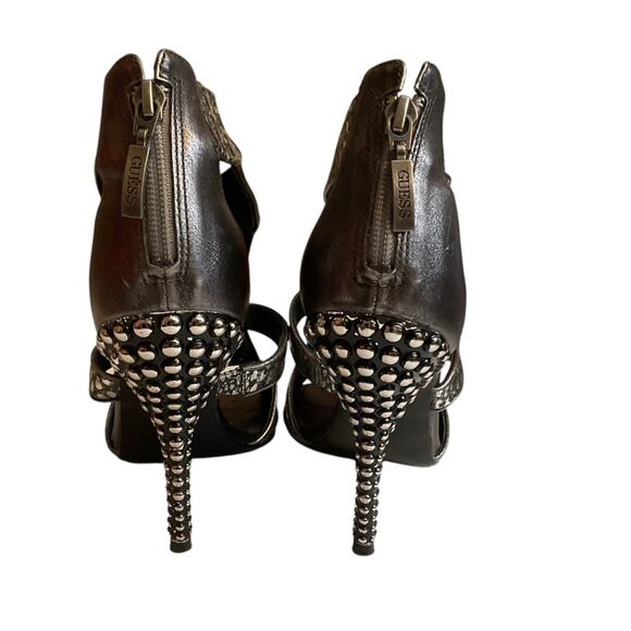 GUESS Stiletto Pumps 6.5M Pewter Black Carole Punk Rock Studded High Heels Y2K - Picture 4 of 14